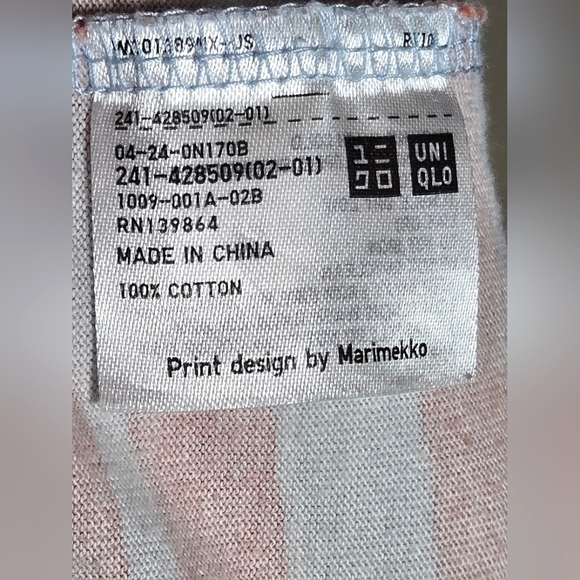 Womens Marimekko 100% Cotton Striped Elevated Basic Sustainable Top, Size Medium - Picture 3 of 3